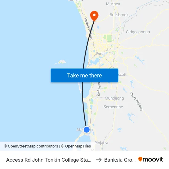 Access Rd John Tonkin College Stand 1 to Banksia Grove map