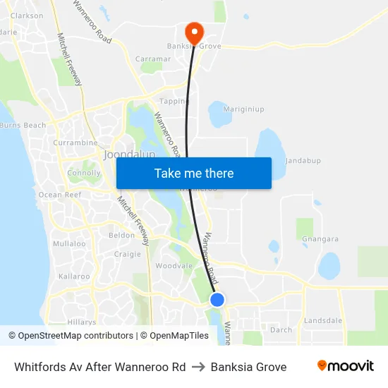 Whitfords Av After Wanneroo Rd to Banksia Grove map