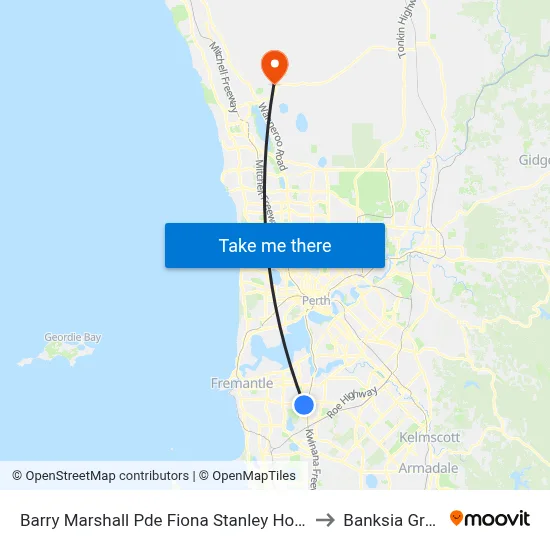 Barry Marshall Pde Fiona Stanley Hospital to Banksia Grove map