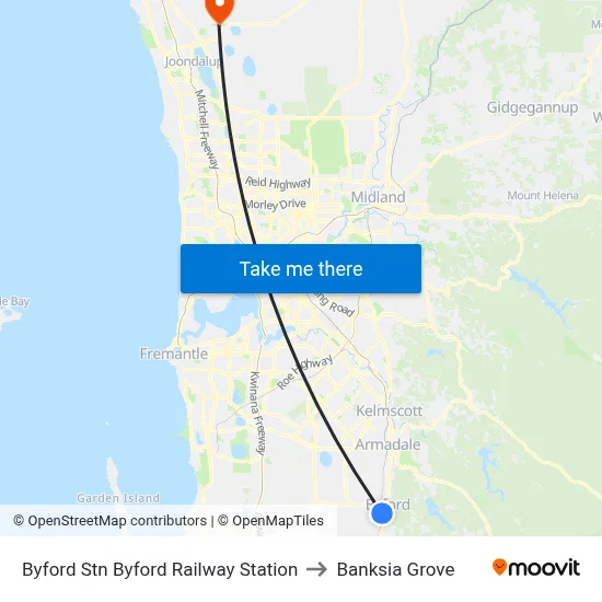 Byford Stn Byford Railway Station to Banksia Grove map