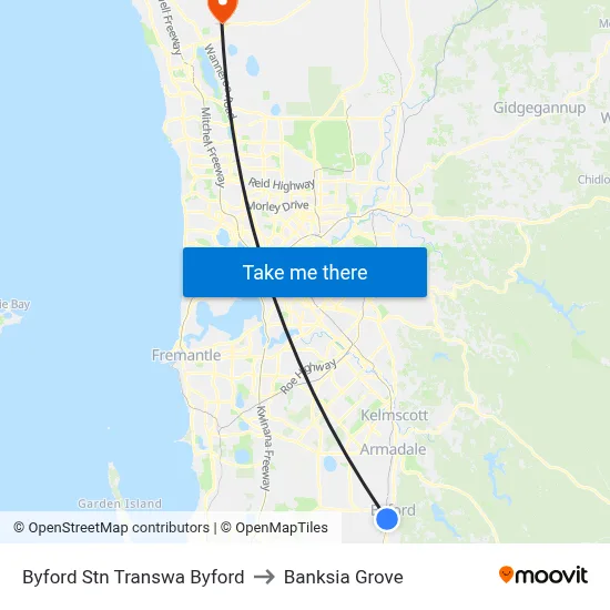 Byford Stn Transwa Byford to Banksia Grove map