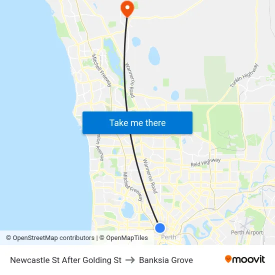 Newcastle St After Golding St to Banksia Grove map