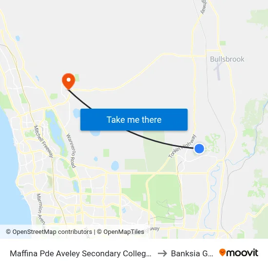 Maffina Pde Aveley Secondary College Stand 3 to Banksia Grove map