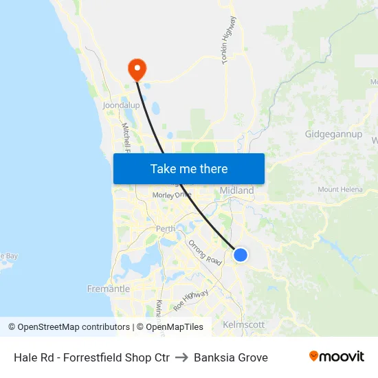 Hale Rd - Forrestfield Shop Ctr to Banksia Grove map