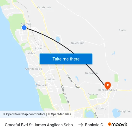 Graceful Bvd St James Anglican School - Stand 2 to Banksia Grove map