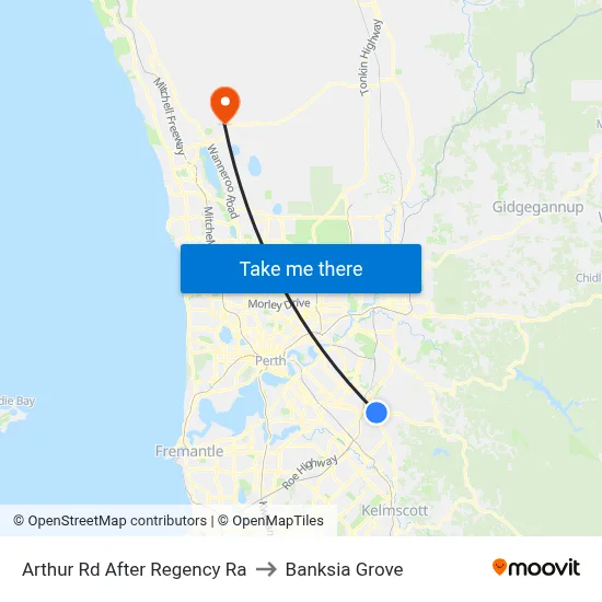 Arthur Rd After Regency Ra to Banksia Grove map