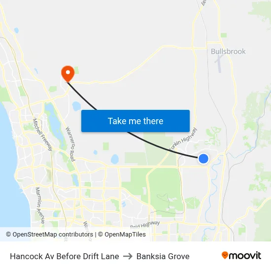 Hancock Av Before Drift Lane to Banksia Grove map