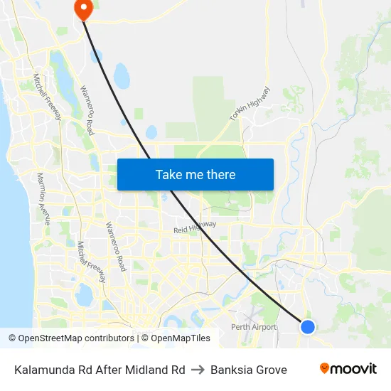 Kalamunda Rd After Midland Rd to Banksia Grove map