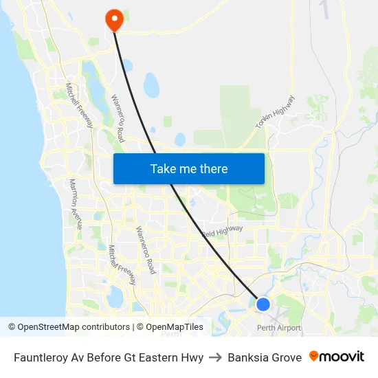 Fauntleroy Av Before Gt Eastern Hwy to Banksia Grove map