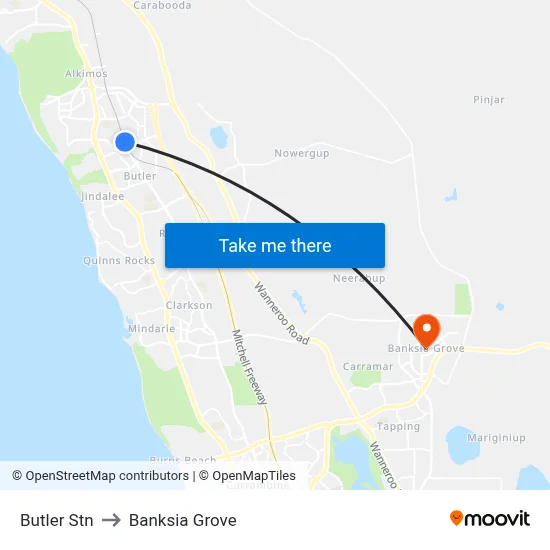 Butler Stn to Banksia Grove map
