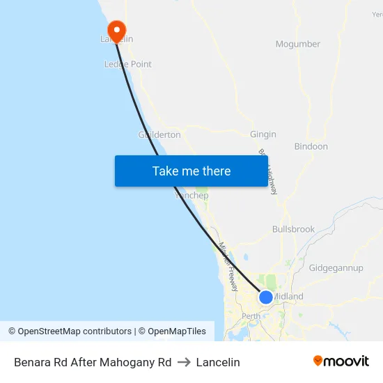 Benara Rd After Mahogany Rd to Lancelin map