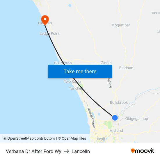 Verbana Dr After Ford Wy to Lancelin map
