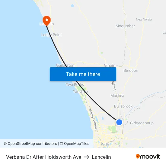 Verbana Dr After Holdsworth Ave to Lancelin map