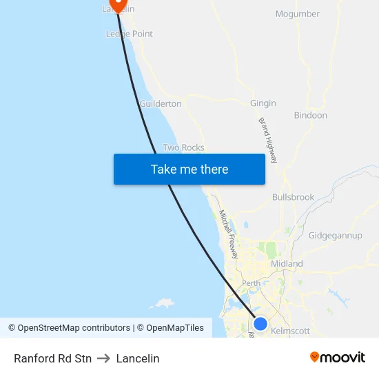 Ranford Rd Stn to Lancelin map