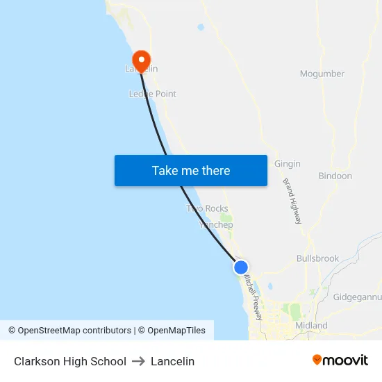 Clarkson High School to Lancelin map
