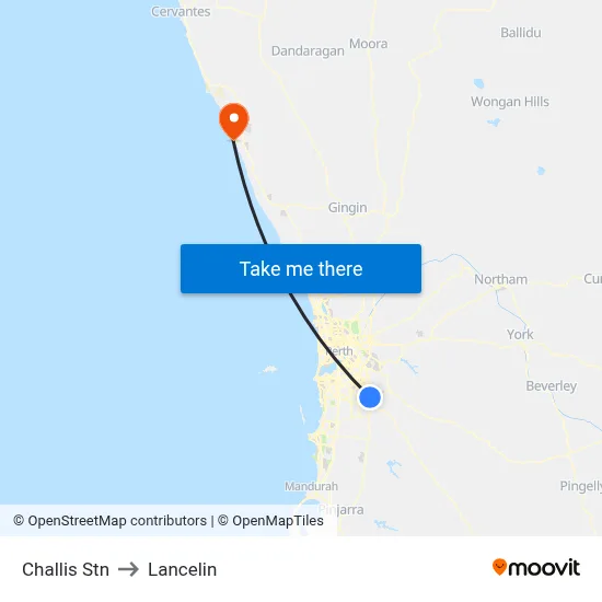 Challis Stn to Lancelin map