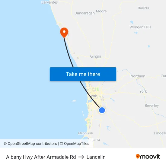 Albany Hwy After Armadale Rd to Lancelin map