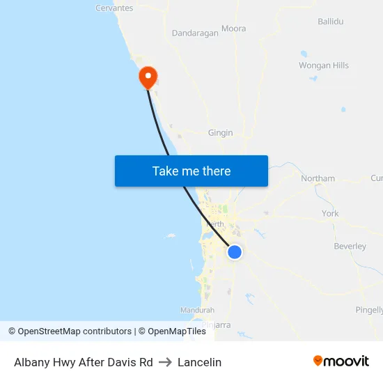 Albany Hwy After Davis Rd to Lancelin map
