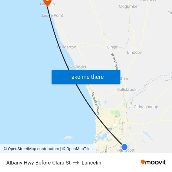 Albany Hwy Before Clara St to Lancelin map