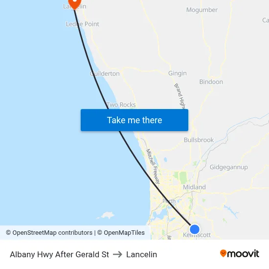Albany Hwy After Gerald St to Lancelin map