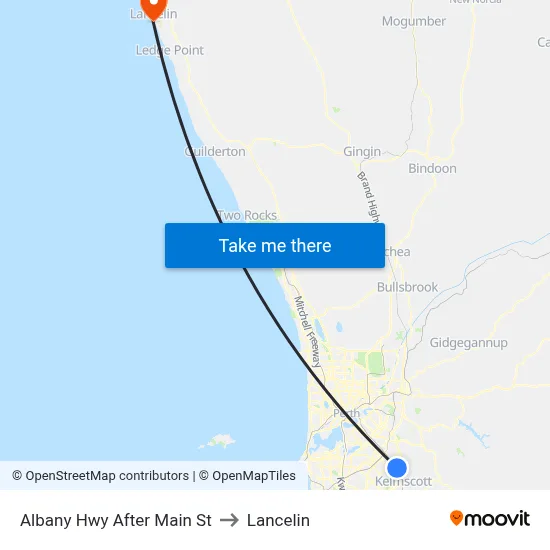Albany Hwy After Main St to Lancelin map