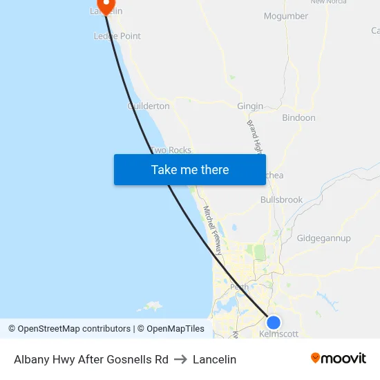 Albany Hwy After Gosnells Rd to Lancelin map