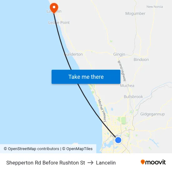Shepperton Rd Before Rushton St to Lancelin map