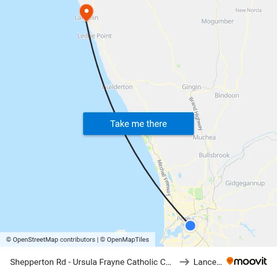 Shepperton Rd - Ursula Frayne Catholic Coll Sen to Lancelin map