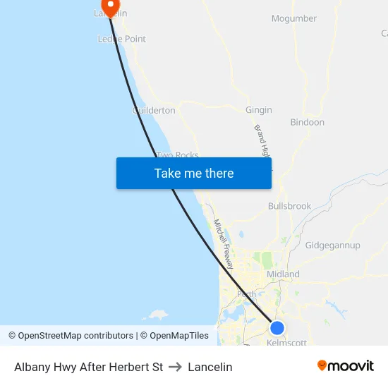 Albany Hwy After Herbert St to Lancelin map