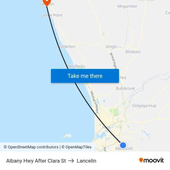 Albany Hwy After Clara St to Lancelin map