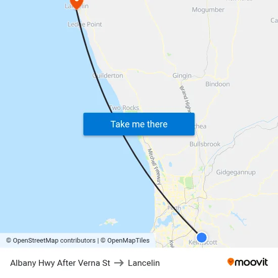 Albany Hwy After Verna St to Lancelin map