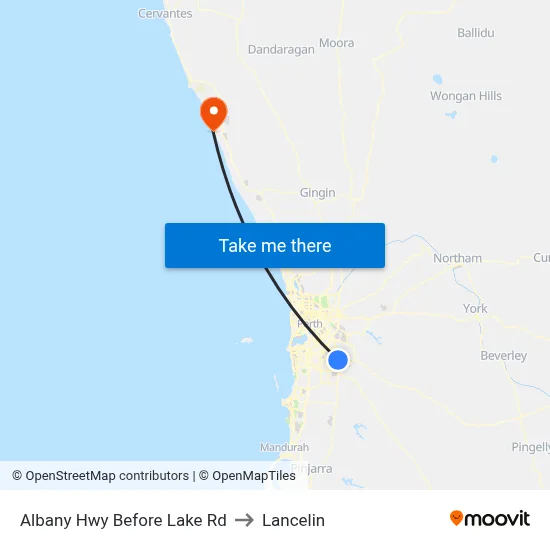 Albany Hwy Before Lake Rd to Lancelin map