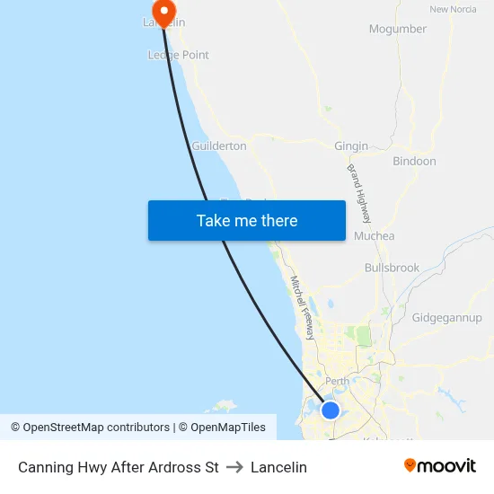 Canning Hwy After Ardross St to Lancelin map