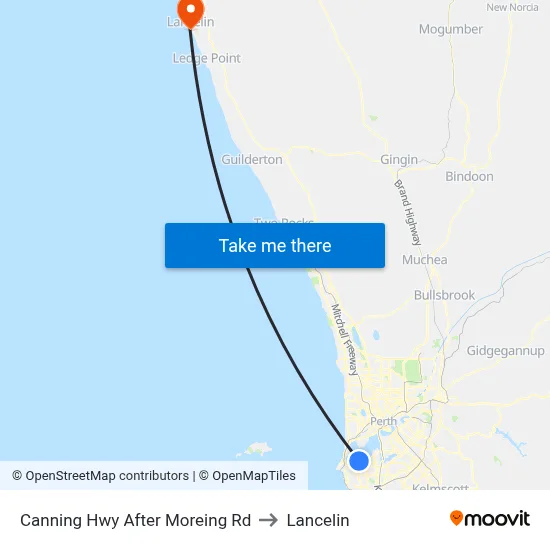 Canning Hwy After Moreing Rd to Lancelin map
