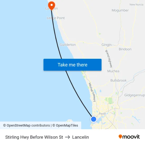 Stirling Hwy Before Wilson St to Lancelin map