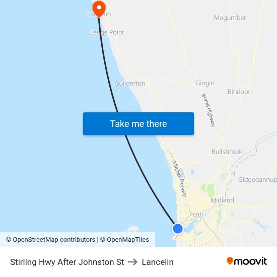 Stirling Hwy After Johnston St to Lancelin map
