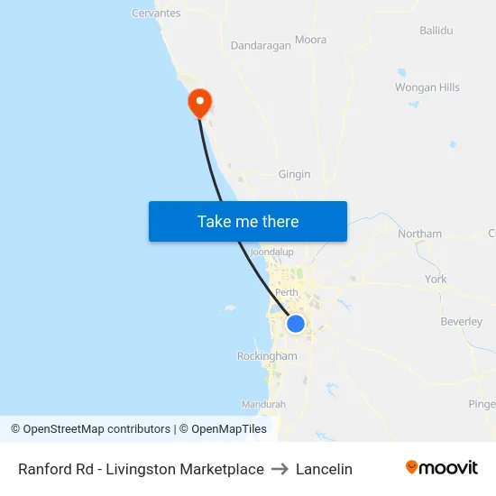 Ranford Rd - Livingston Marketplace to Lancelin map