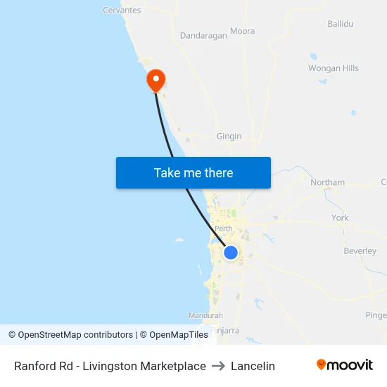 Ranford Rd - Livingston Marketplace to Lancelin map