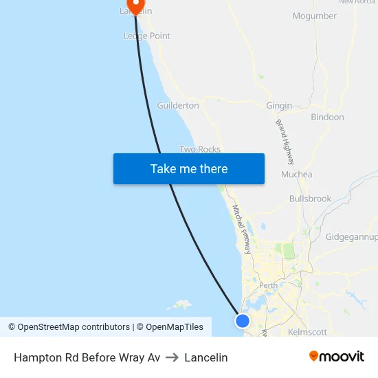 Hampton Rd Before Wray Av to Lancelin map