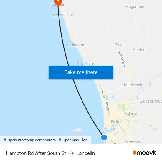 Hampton Rd After South St to Lancelin map