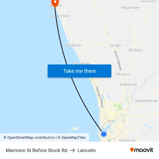 Marmion St Before Stock Rd to Lancelin map