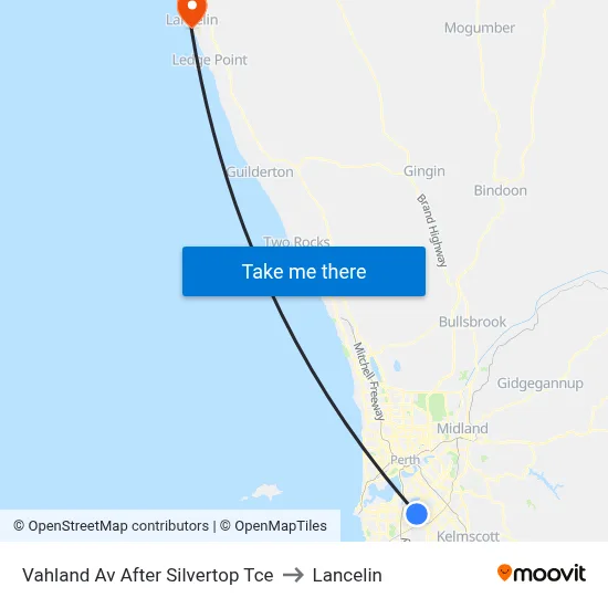 Vahland Av After Silvertop Tce to Lancelin map