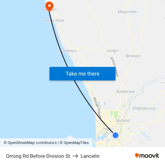 Orrong Rd Before Division St to Lancelin map