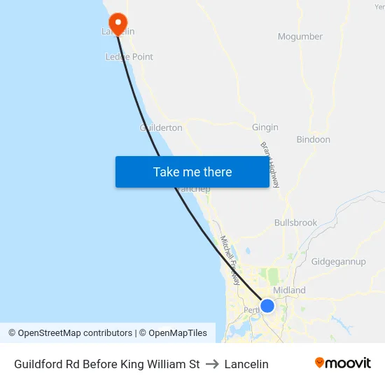 Guildford Rd Before King William St to Lancelin map