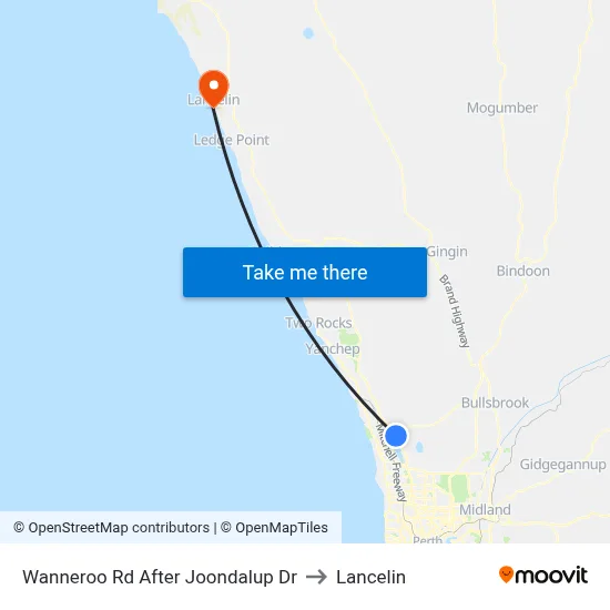 Wanneroo Rd After Joondalup Dr to Lancelin map