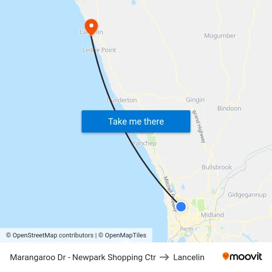 Marangaroo Dr - Newpark Shopping Ctr to Lancelin map