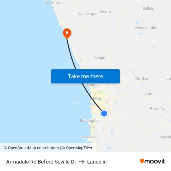 Armadale Rd Before Seville Dr to Lancelin map