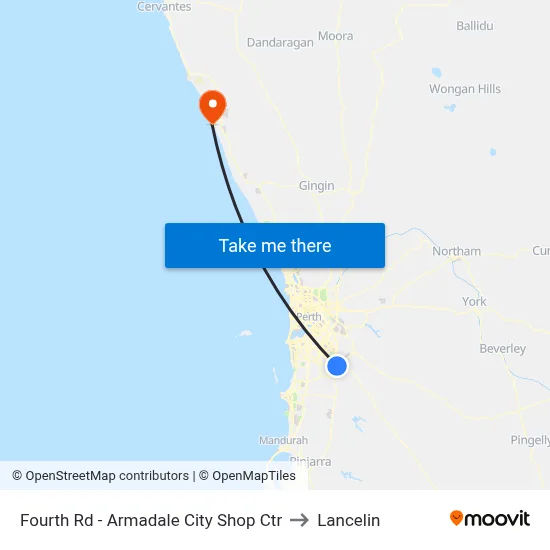 Fourth Rd - Armadale City Shop Ctr to Lancelin map