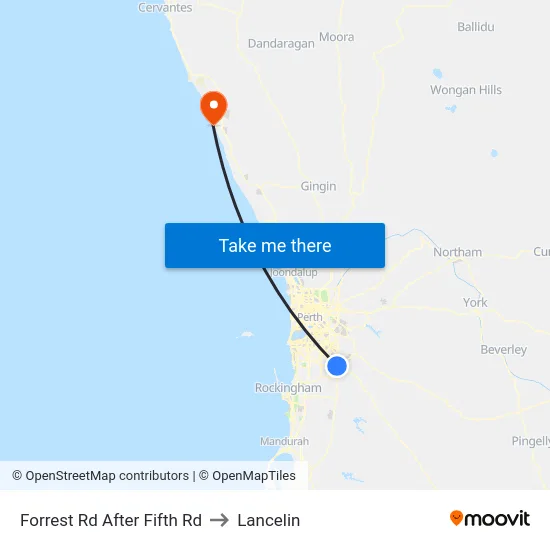 Forrest Rd After Fifth Rd to Lancelin map