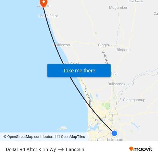 Dellar Rd After Kirin Wy to Lancelin map